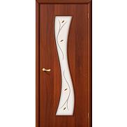 Ламинированная межкомнатная дверь "11Ф" Итальянский орех остекление художественное с элементами фьюзинга