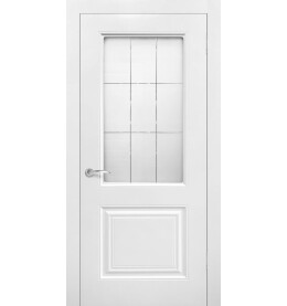 Дверь межкомнатная Роял-2 Эмаль, Белый, остекленная, сатинат белый художественный, каркасно-щитовая