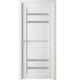 Дверь межкомнатная Велюкс 03 Экошпон, Айс светлый, остекленная, сатинат белый, царговая