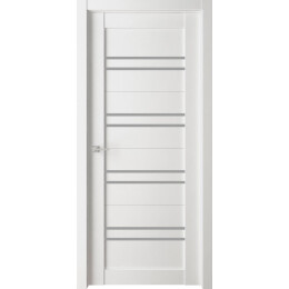 Дверь межкомнатная Велюкс 05 Экошпон Бьянко, остекленная, сатинат белый, кромка нет, царговая