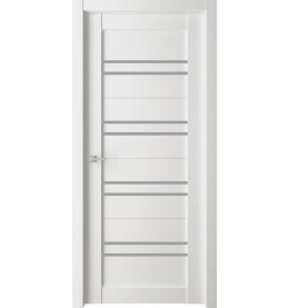 Дверь межкомнатная Велюкс 05 Экошпон, Бьянко, остекленная, сатинат белый, царговая