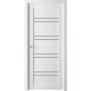 Дверь межкомнатная Велюкс 05 Экошпон Бьянко, остекленная, сатинат белый, кромка нет, царговая
