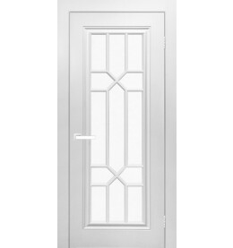 Дверь межкомнатная Виано Эмаль, Белый, остекленная, сатинат белый, каркасно-щитовая