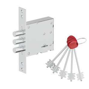 Замок для входной двери сувальдный «Galeon 817» Chrome (5 ключей)