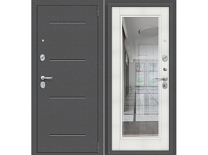 ДС Porta S-2 104/П61 Bianco Veralinga R/Антик Серебро 205*98 Правая