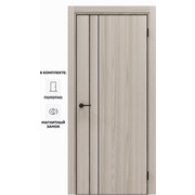 Дверь межкомнатная Порта-58 4AB Полипропилен, Alpik Oak в комплекте с врезанной черной магнитной защелкой, глухая, кромка алюминиевая черная матовая, каркасно-щитовая