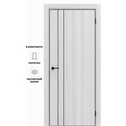 Дверь межкомнатная Порта-58 4AB Полипропилен, White Oak в комплекте с врезанной черной магнитной защелкой, глухая, кромка алюминиевая черная матовая, каркасно-щитовая