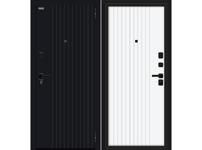 Дверь входная Граффити-32/SBlack Black Shell/White Pro, 2 замка, с ночной задвижкой