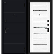 Дверь входная Прайд Total Black/Snow Melinga, 2 замка, с ночной задвижкой