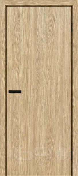 Дверь межкомнатная Браво-0.А ПЭТ Real Oak, глухая, без стекла, кромка алюминиевая черная матовая, каркасно-щитовая