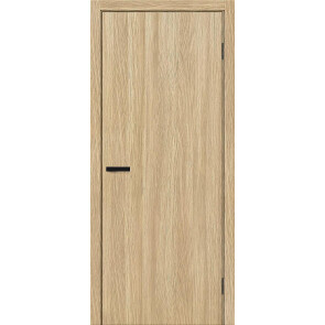 Дверь межкомнатная Браво-0.А ПЭТ Real Oak, real oak, глухая, без стекла, кромка алюминиевая черная матовая, каркасно-щитовая