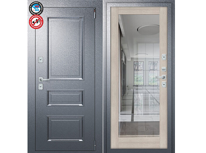 Дверь входная Porta T4 403/П15 Букле Графит/Cappuccino Veralinga, 2 замка, с ночной задвижкой
