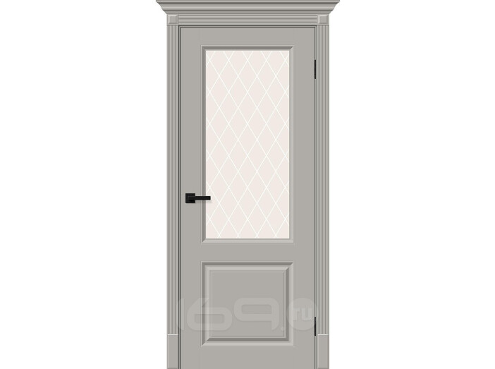 Дверь межкомнатная Скинни-13 Эмаль, Greyny, остекленная, white сrystal, скиновая