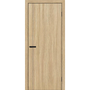 Дверь межкомнатная Браво-0.10.А ПЭТ Real Oak, real oak, глухая, без стекла, кромка алюминиевая черная матовая, каркасно-щитовая