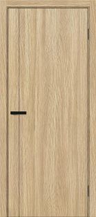 Дверь межкомнатная Браво-0.10.А ПЭТ Real Oak, real oak, глухая, без стекла, кромка алюминиевая черная матовая, каркасно-щитовая