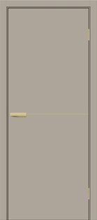 Дверь межкомнатная Браво-0.21.П (SG:P3) ПЭТ Clay Silk, золотые матовые вставки, глухая, каркасно-щитовая