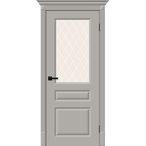 Дверь межкомнатная Скинни-15.1 Эмаль Greyny, без декора, остекленная, white сrystal, скиновая
