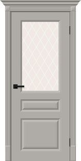 Дверь межкомнатная Скинни-15.1 Эмаль Greyny, без декора, остекленная, white сrystal, без кромки, скиновая