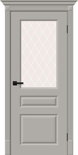 Дверь межкомнатная Скинни-15.1 Эмаль Greyny, без декора, остекленная, white сrystal, без кромки, скиновая