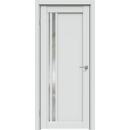 Дверь межкомнатная Concept-608 ПВХ Дарк Вайт, без декора, остекленная, зеркало, без кромки, царговая