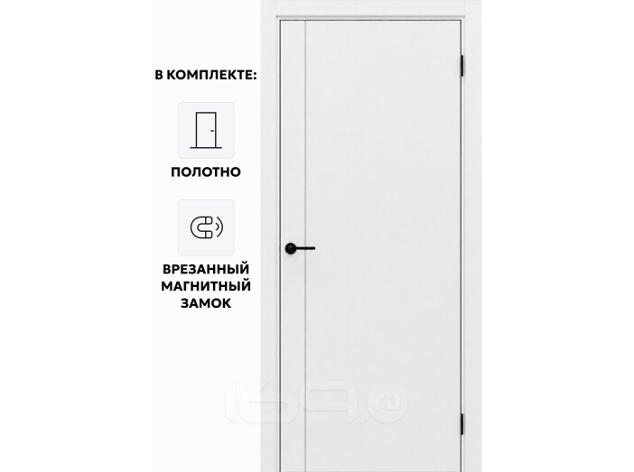 Дверь межкомнатная Порта-50.11 4A Полипропилен, Alaska в комплекте с врезанной матовый хром магнитной защелкой, глухая, кромка алюминиевая матовый хром, каркасно-щитовая