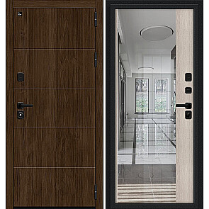 Дверь входная Глори/Sblack Pecan/Cappuccino Melinga, 2 замка, с ночной задвижкой