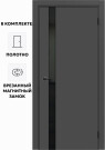 Дверь межкомнатная Порта ПТА-51 B ПЭТ, Shellac Graphite в комплекте с врезанной черной магнитной защелкой, глухая, каркасно-щитовая