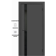 Дверь межкомнатная Порта ПТА-51 B ПЭТ, Shellac Graphite в комплекте с врезанной черной магнитной защелкой, глухая, каркасно-щитовая
