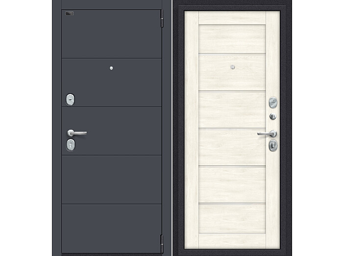 Дверь входная Porta S-3 4/Л22 Graphite Pro/Nordic Oak, 2 замка, с ночной задвижкой