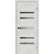 Дверь межкомнатная Браво-30 Экошпон Bianco melinga, остекленная, mirox grey, царговая