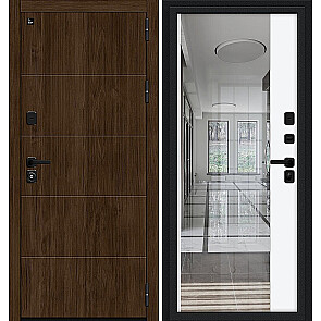 Дверь входная Глори/Sblack Pecan/White Shell, 2 замка