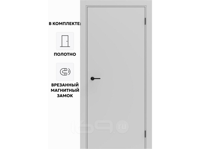 Дверь межкомнатная Порта ПТА-50 B ПЭТ, Shellac Grey в комплекте с врезанной черной магнитной защелкой, глухая, каркасно-щитовая