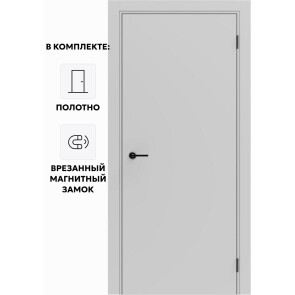 Дверь межкомнатная Порта ПТА-50 B ПЭТ, Shellac Grey в комплекте с врезанной черной магнитной защелкой, глухая, каркасно-щитовая