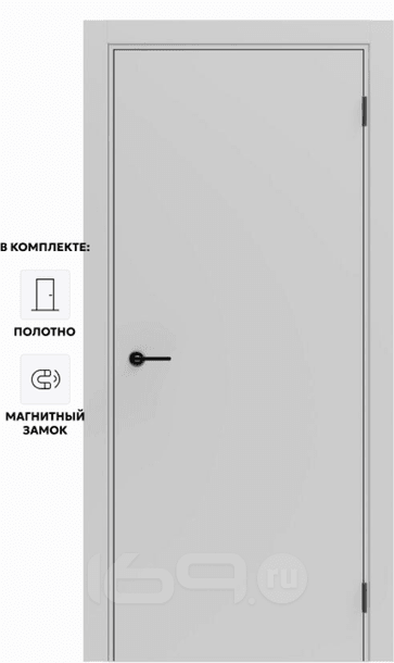 Дверь межкомнатная Порта ПТА-50 B ПЭТ, Shellac Grey в комплекте с врезанной черной магнитной защелкой, глухая, каркасно-щитовая