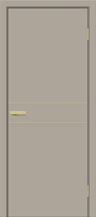 Дверь межкомнатная Браво-0.24.П (SG:P3) ПЭТ Clay Silk, золотые матовые вставки, глухая, каркасно-щитовая