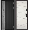 Дверь входная Сити Интегра Ай Кью ПП 401БС/130 Черный матовый/Бетон серый/Белыйт софт, 1 замок, с ночной задвижкой