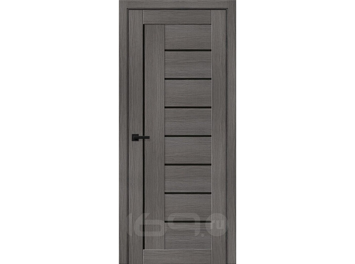 Дверь межкомнатная Браво-29 Экошпон, Grey Melinga, остекленная, black shine, царговая