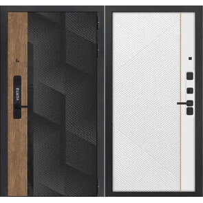 Дверь входная Vetro 6 Орех пекан медовый/Эмалит белый, 2 замка, с ночной задвижкой