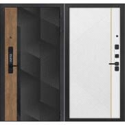 Дверь входная Vetro 6 Орех пекан медовый/Эмалит белый, 2 замка, с ночной задвижкой