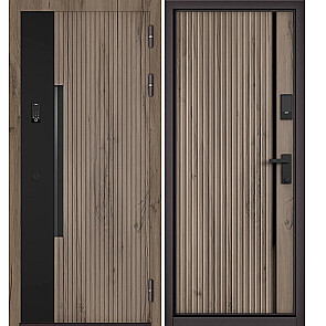 Дверь входная Сити Интегра Ай Кью ПП 401ЧМ/Si-7 Дуб галифакс грей/Черный матовый/Дуб галифакс грей, 1 замок, с ночной задвижкой