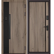 Дверь входная Сити Интегра Ай Кью ПП 401ЧМ/Si-7 Дуб галифакс грей/Черный матовый/Дуб галифакс грей, 1 замок, с ночной задвижкой