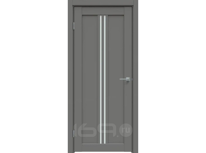Дверь межкомнатная Concept-603 ПВХ Медиум грей, без декора, остекленная, сатинат белый, без кромки, царговая