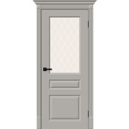 Дверь межкомнатная Скинни-15.1 Эмаль Greyny, без декора, остекленная, white сrystal, скиновая