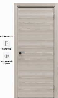 Дверь межкомнатная Порта-50.1 4AB Полипропилен, Alpik Oak в комплекте с врезанной черной магнитной защелкой, глухая, кромка алюминиевая черная матовая, каркасно-щитовая