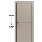 Дверь межкомнатная Порта-50.1 4AB ПЭТ, Keramik Beige в комплекте с врезанной черной магнитной защелкой, глухая, кромка алюминиевая черная матовая, каркасно-щитовая