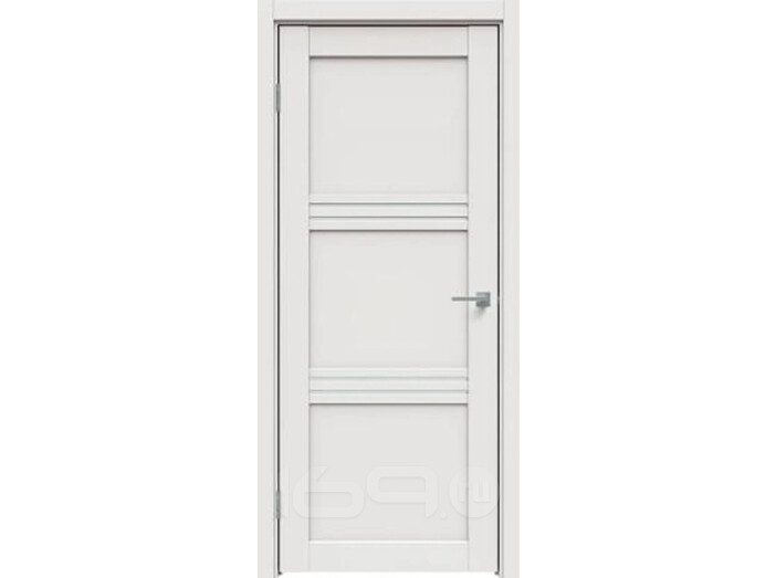 Дверь межкомнатная Concept-602 ПВХ Белоснежно матовый, без декора, остекленная, сатинат белый, царговая
