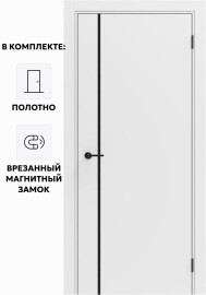 Дверь межкомнатная Порта ПТА-50.11 B ПЭТ, Shellac White в комплекте с врезанной черной магнитной защелкой, глухая, каркасно-щитовая
