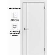 Дверь межкомнатная Порта ПТА-50.11 B ПЭТ, Shellac White в комплекте с врезанной черной магнитной защелкой, глухая, каркасно-щитовая