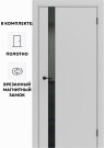Дверь межкомнатная Порта ПТА-51 B ПЭТ, Shellac Grey в комплекте с врезанной черной магнитной защелкой, глухая, каркасно-щитовая