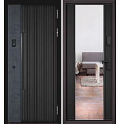 Дверь входная Сити Интегра Ай Кью ПП 401БГ/164 Черный матовый/Графит/Чёрный матовый, 1 замок, с ночной задвижкой